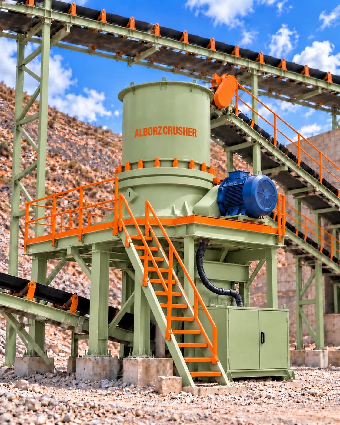 Illustration of installed cone crushing equipment